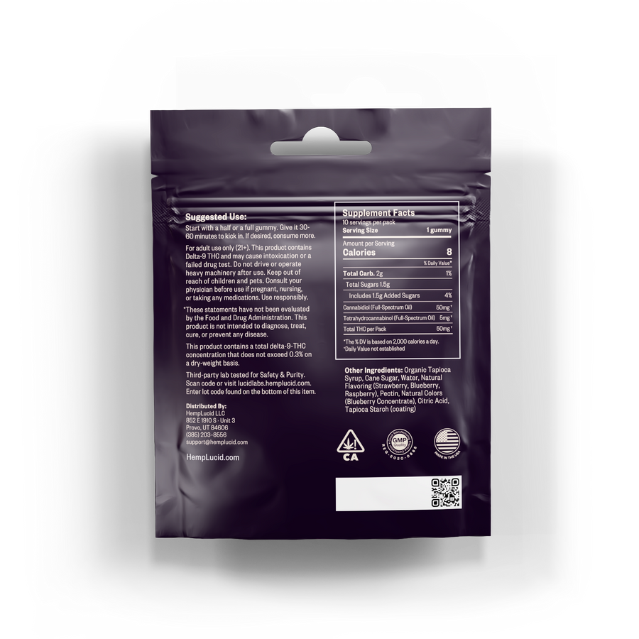 Delta 9 THC Gummies - HempLucid (5 Flavors)