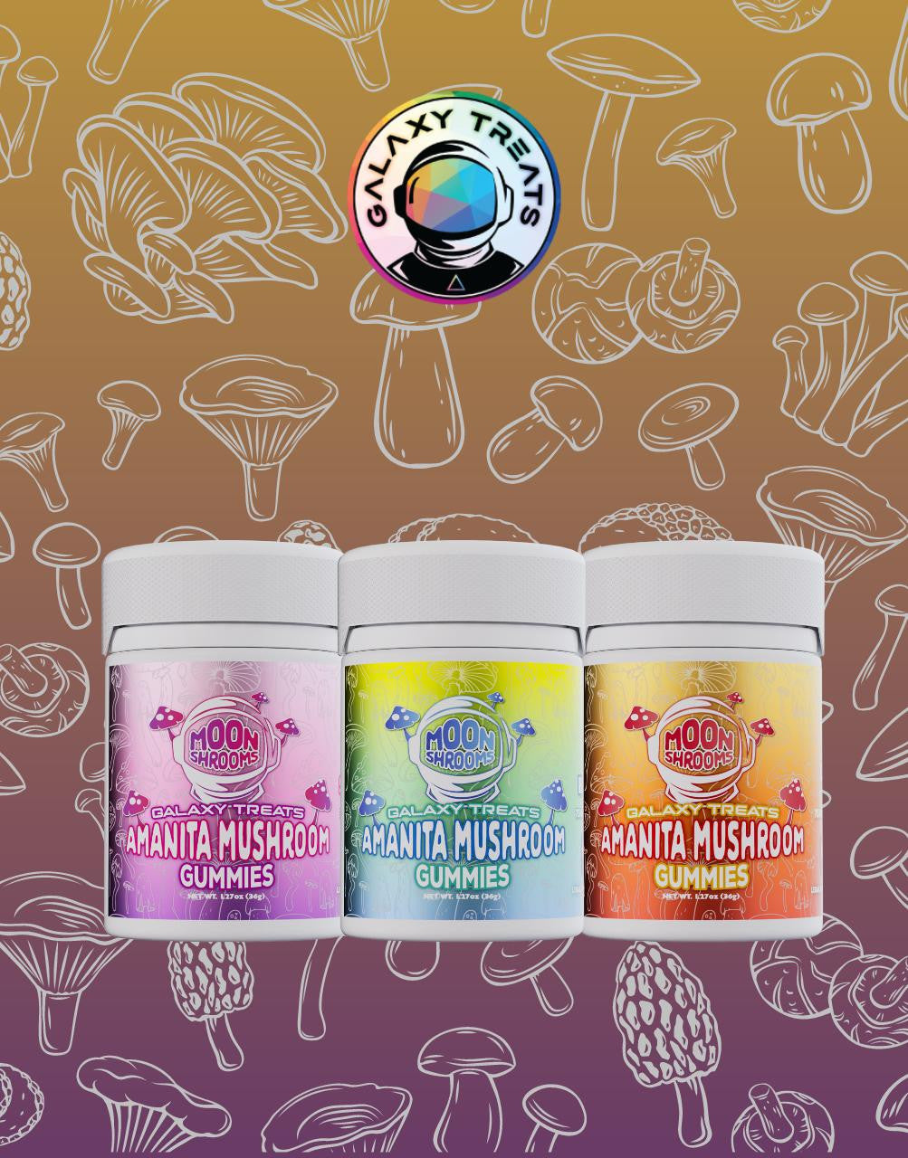 Galaxy Treats Moon Shrooms 750MG Amanita Mushroom Gummies (3 Flavors) (Copy)