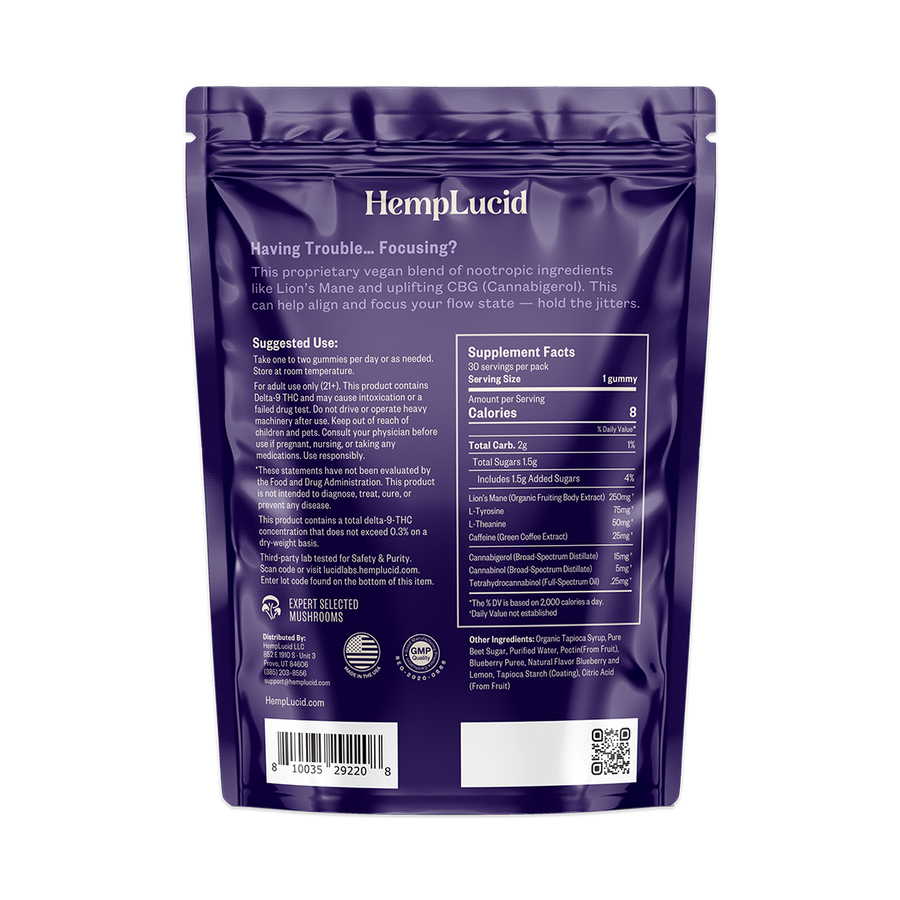 Focus Mushroom CBG Gummies - Grape