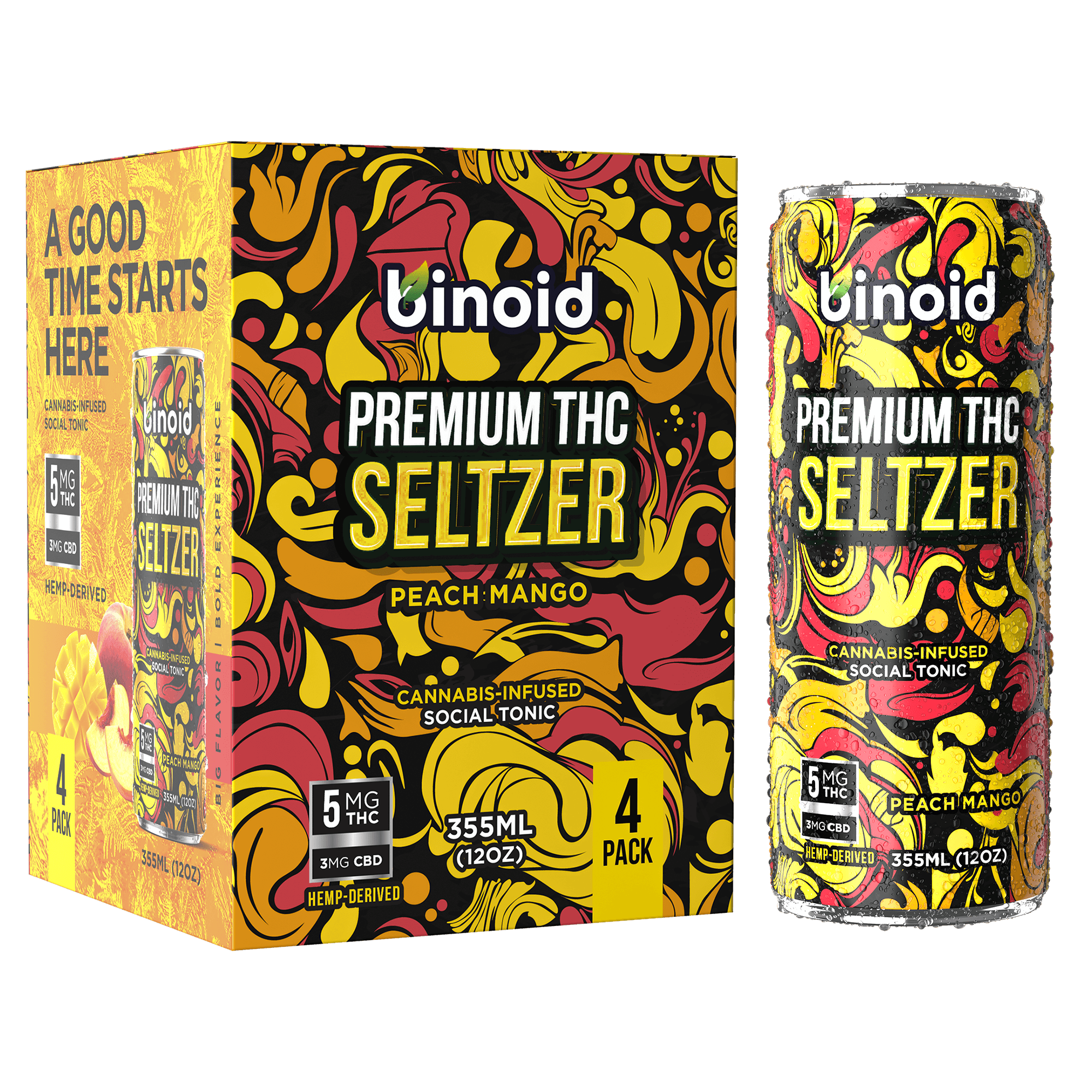THC Seltzer – Good Vibes Cannabis Drink - 4 Pack (4 Flavors)