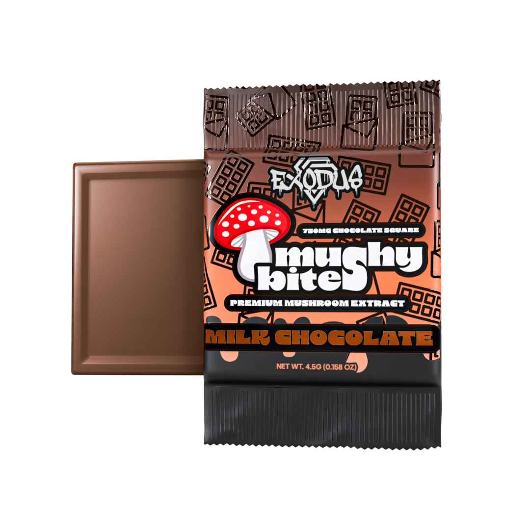 Mushy Bites Mushroom Chocolate Squares – 750mg (3 Flavors)