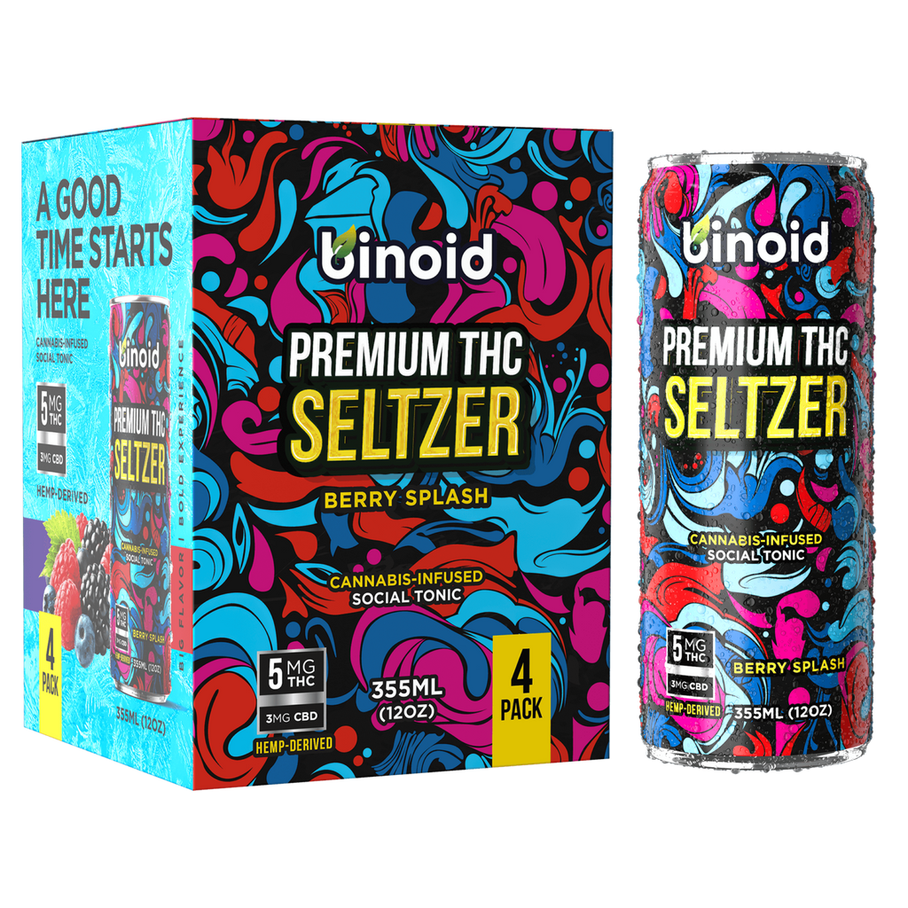 THC Seltzer – Good Vibes Cannabis Drink - 4 Pack (4 Flavors)