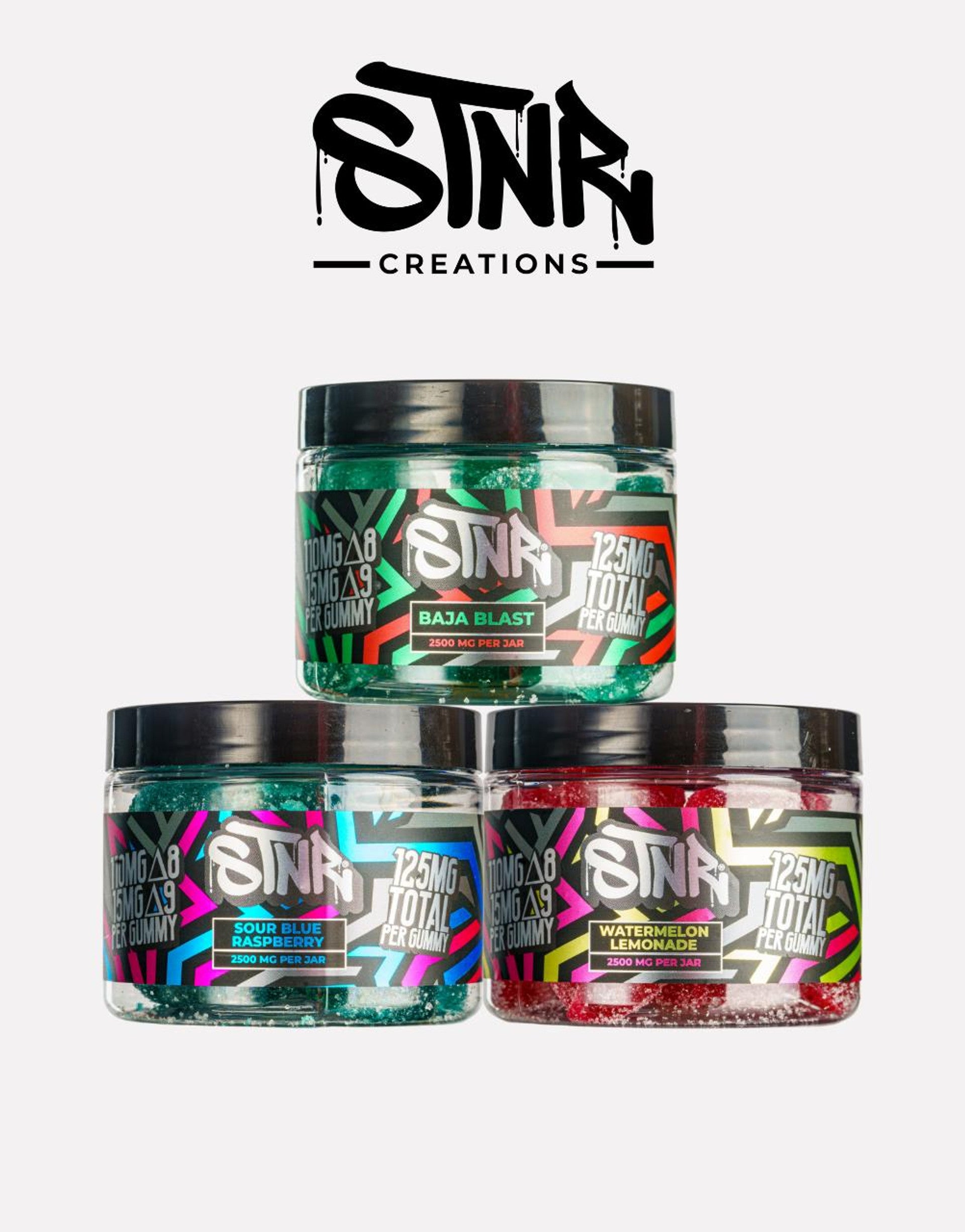 STNR Creations 2500MG Delta 8 + Delta 9 Gummies (2 Flavors)