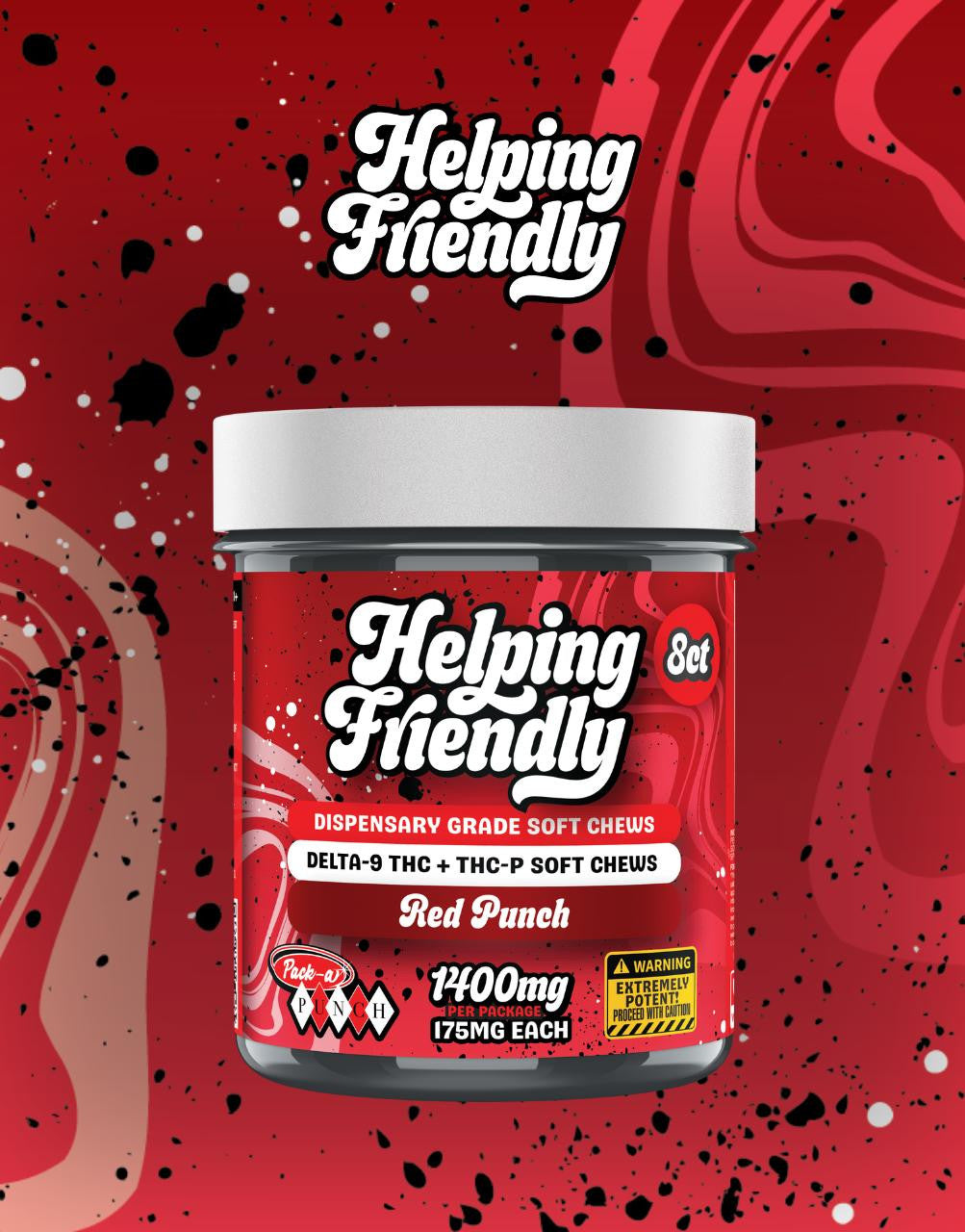 Helping Friendly 1400MG Dispensary Grade Pack-A-Punch Soft Chews Delta 9 + THC-P (3 Flavors)