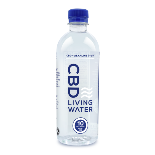 CBD Living Water 10mg nano-CBD alkaline bottled water with no aftertaste