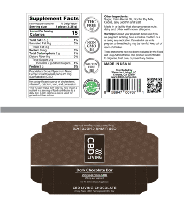 CBD Chocolate Bar 200 mg - Dark Chocolate/ Milk Chocolate (2 Flavors)