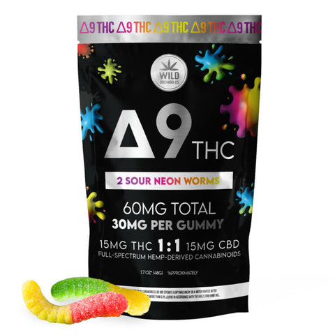 Delta 9 Sour Neon Worms - 60mg/ 240mg/ 600mg