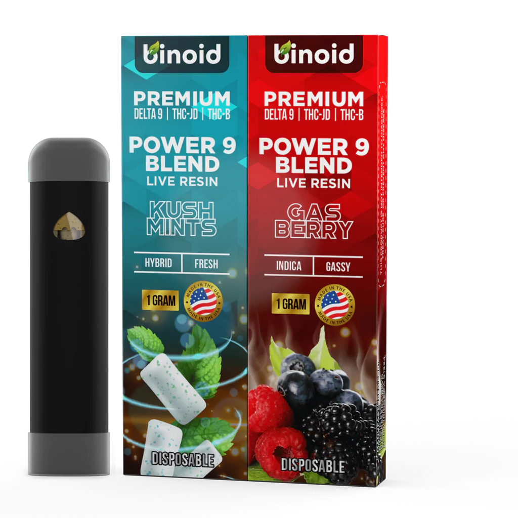 Power 9 Blend Live Resin Disposable - 2 Pack Combo Kush Mints X Gas Berry (Limited Time Sale)