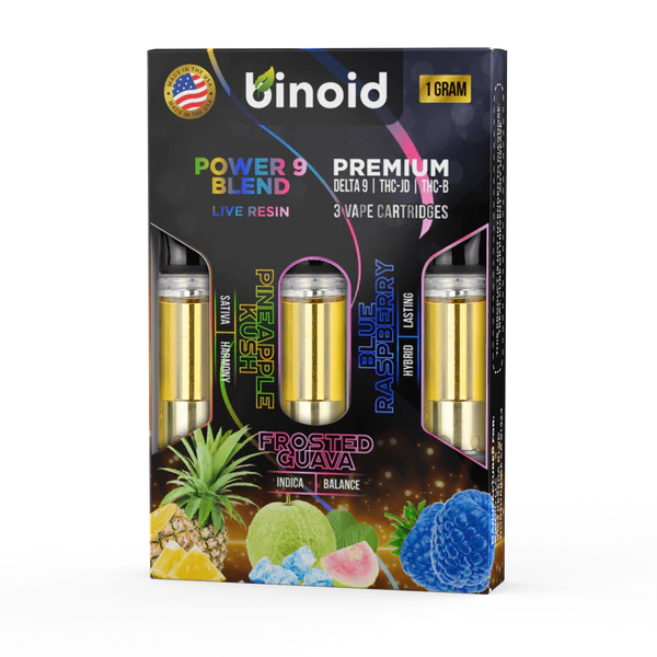 POWER 9 BLEND LIVE RESIN VAPE CARTRIDGES - 3 PACK COMBO (3 FLAVORS)