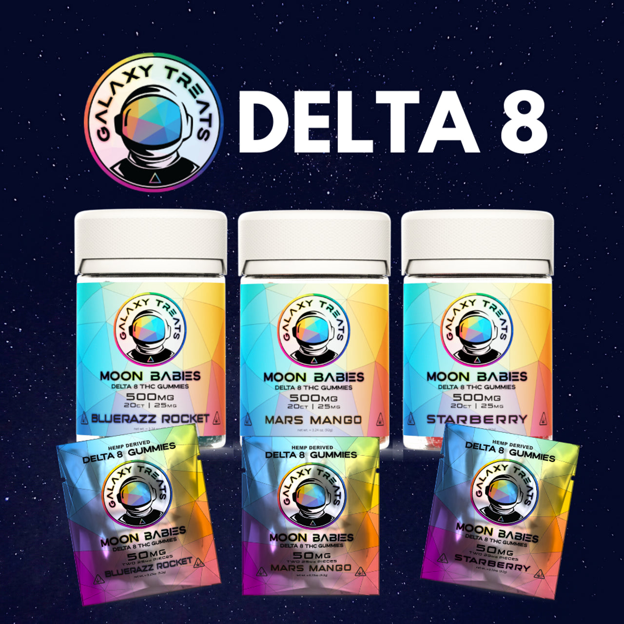 Galaxy Treats Moon Babies | 500mg Delta 8 (3 Flavors)