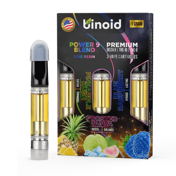 POWER 9 BLEND LIVE RESIN VAPE CARTRIDGES - 3 PACK COMBO (3 FLAVORS)