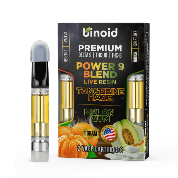 POWER 9 BLEND LIVE RESIN CARTRIDGE - 2 PACK COMBO (Tangerine Haze & Melon Gum)
